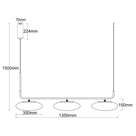 Auxis lamp, size 35x150x135 cm, 90W 3XLED IP 20-3