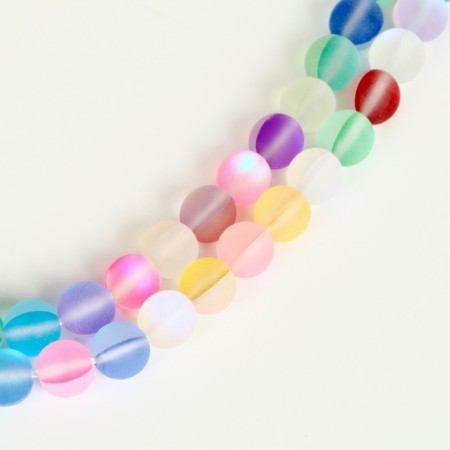 Busins ​​made of natural stone "Cat Eye", set 46 pcs., Size 1 pc. - 8 mm, matte mix