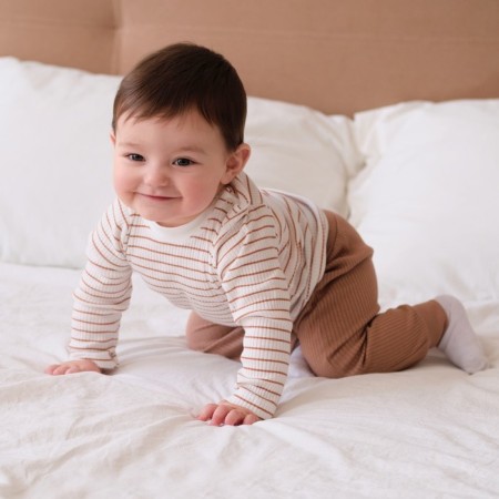 Longsliv children's baby, Basic Line, height 80-86 cm, beige strip-2