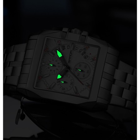 Watch of wrist, D-4.5 cm, calendar, chronograph, waterproof, luminous, silver-1