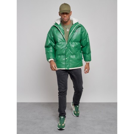 Eco -leather jacket men, size 50, green color-10