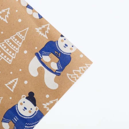 Paper packaging craft "Polar bears", 0.68 x 7 m, New Year-3