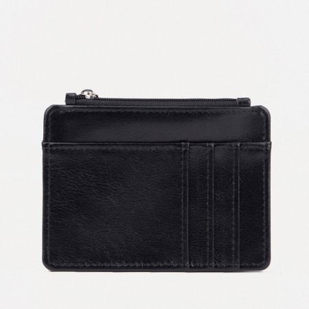 Cardholder with a section for coins, Textura, black color-2