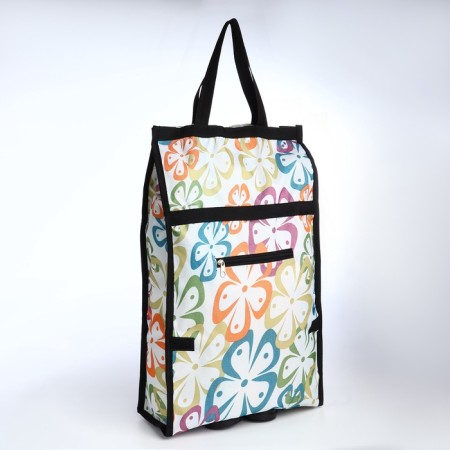 Folding bag on Velcro, 2 wheels, colorful color