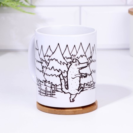 Sublimation circle "Work is not a wolf", 320 ml, with application-2