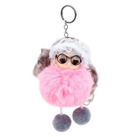 Soft toy "Puppet Model" on a key fob, 16 cm, pink color-4