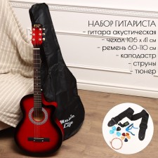 Set of guitarist Music Life ML-60A RD: guitar, case, strings, belt, kapodastr, tuner