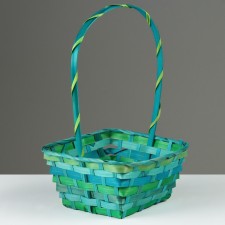 Wicker basket, 20 x 20 x 10/33 cm, green, bamboo