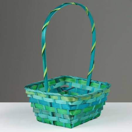 Wicker basket, 20 x 20 x 10/33 cm, green, bamboo