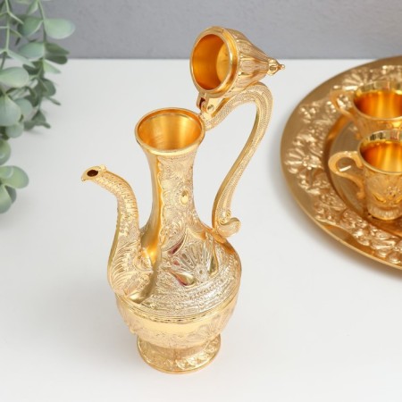 Set of wine jug, 6 glasses and tray "Istanbul. Medallion and patterns" Gold-4