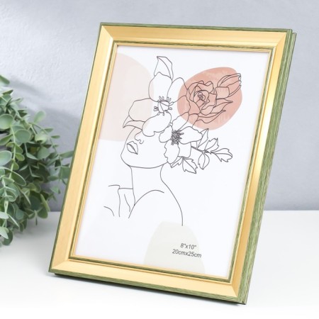 Photo frame plastic 20x25 cm "Enigma" gold with double gray-green oyubvodka 28.5x23.5 cm-1