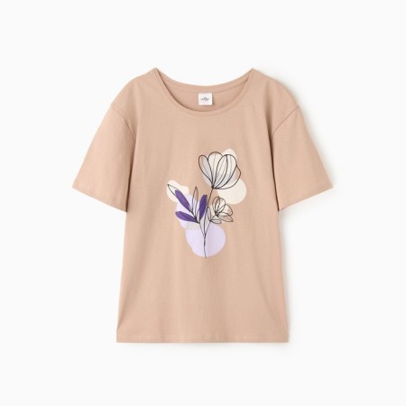 Female T-shirt, beige color, rr 50