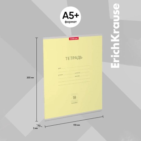 Notebook of 18 sheets in the Erichkrause "Classic", cardboard cover, yellow-7