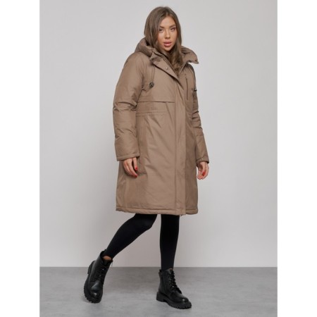 Coat insulated winter female, size 42, brown color-1