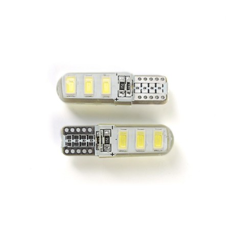 LED lamp KS, T10 (W2.1-9.5D), 12 V, white, 6 SMD 5730 diode, silicone, b/basement