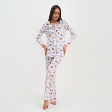 Women's pajamas (shirt and trousers) KAFTAN Animal size 40-42, white color