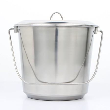 A bucket with a lid, 10 l, a measured scale, stainless steel