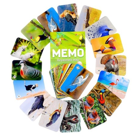 Board game "Memo. Feathered World ", 50 cards + cognitive brochure-1