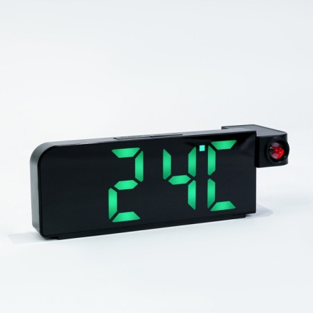 Electronic desktop watches, an alarm clock, a thermometer, with a projection, green numbers, 19.2x6.5cm-1