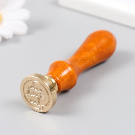 Printing for wax with a wooden handle "Made with Love" 9x2.5x2.5 cm-4