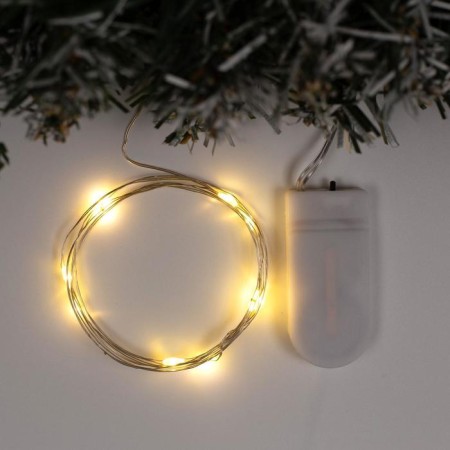 Garland "thread" 1 m dew, ip20, silver thread, 10 LED, glow warm white, CR2032x2