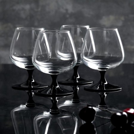 A set of glass glasses for cognac "Domino", 410 ml, 4 pcs