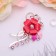 Brooch "Flower dew", pink color in silver