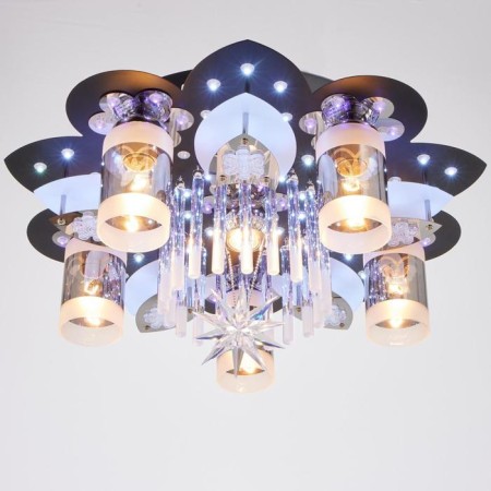 Chandelier with PDU 51007/5 5x40W E27+1x20W G5.3 Chrome/Black LED 50x50x21 cm