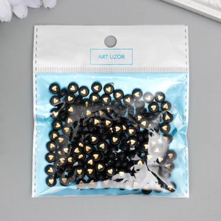A set of beads for creativity plastic "Golden Heart on a Circle" 20 grams 0.7x0.7x0.4 cm-3