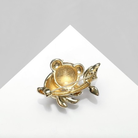 Panda brooch on a branch, colored in gold-1