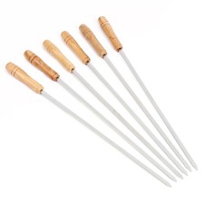 A set of skewers for barbecue 6 pcs, handle - wood, width - 0.7 cm, 40 cm