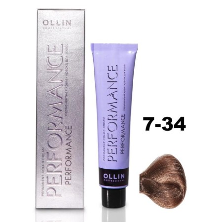 OLLIN PROFESSIONAL PERFORMANCE hair cream, tone 7/34 blond golden-medal, 60 ml