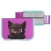 Penal 1 section 140 x 210 x 40 mm, folding pocket and cosmetic bag, fabric, calligrata top content "cat"
