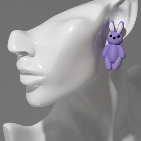 Earrings plastic "hares", lilac color-3