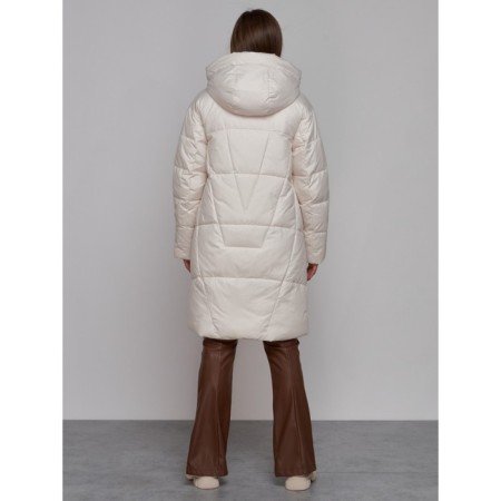 Coat insulated winter female, size 44, beige color-3