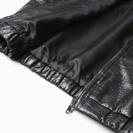 Bombber (jacket) Women's minku: Eco leather Black color, river 42-11