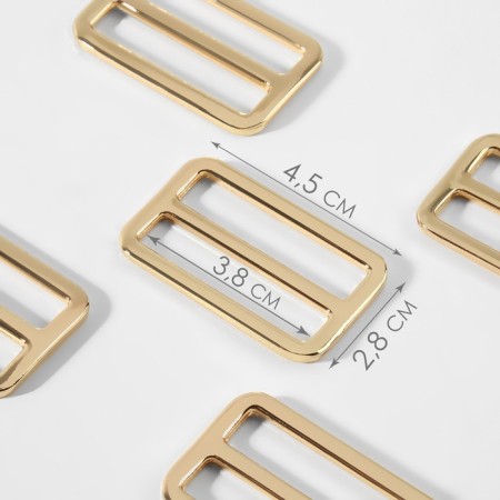 The buckle is regulatory, two -sided, inner width - 38 mm, thickness - 3.5 mm, 5 pcs, the color of the gold