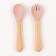A set of children's cutlery, fork and spoon M&B (silicone, bamboo), dusty rose color