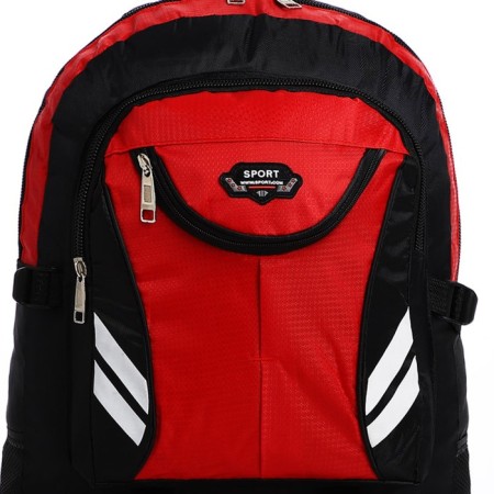 Tourist backpack on lightning, 4 external pockets, red/black color-4
