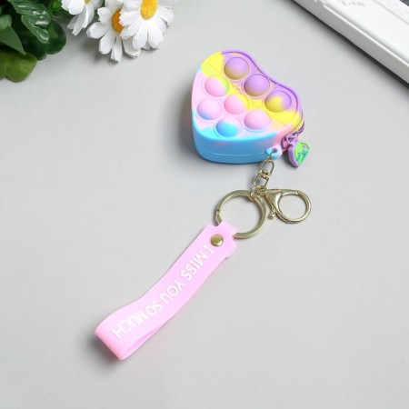 Browler wallet with carbine Silicon "Bubbles Antistress" heart mix 7.3x3x6.5 cm-1