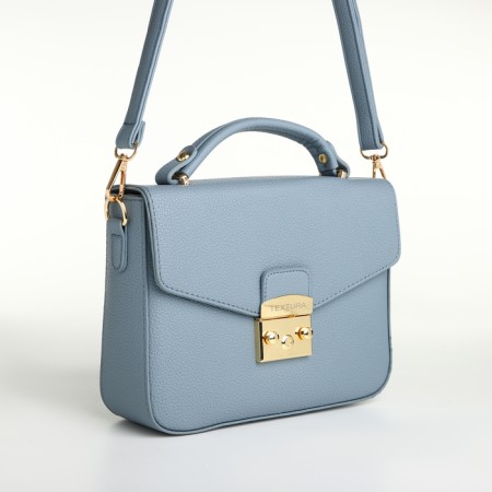Women's bag on the valve, Textura, small size, blue color-2