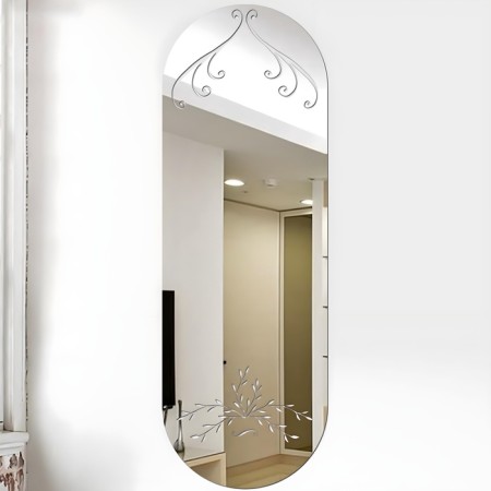 Wall mirror, interior, mirror stickers, decor on the wall, panel 45 x 15 cm-2