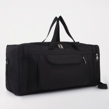 Road bag, 3 parts on zippers, external pocket, long belt, black color