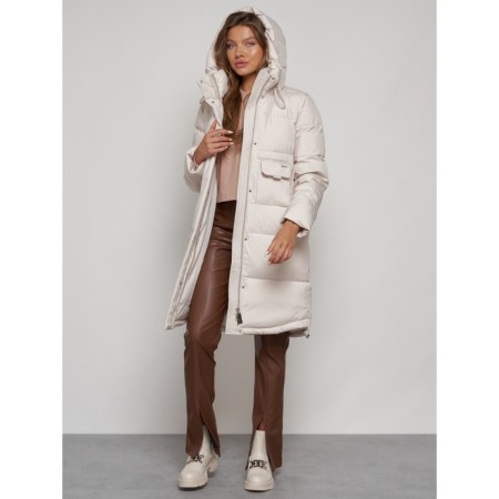Coat insulated winter female, size 50, beige color-13