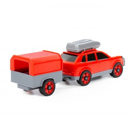 A car with a trailer, the color of mix-2