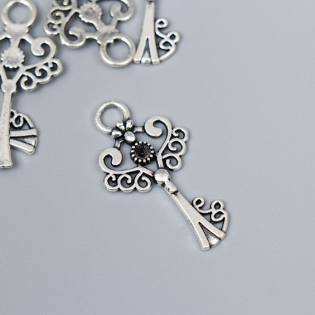Decor for creativity Metal "Disordered key" silver 3884M012 3.3x1.8 cm