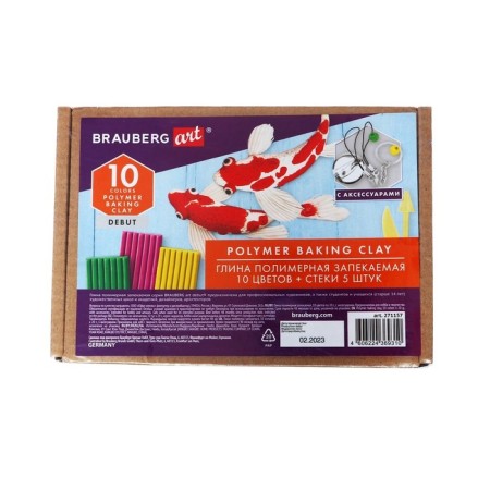 Plastic-polymer clay baked set, Brauberg, 10 colors x 20 g, with accessories-19