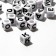 Acrylic bead "English letters" mix, cube 7 × 7 mm, set 10 g, white-black color