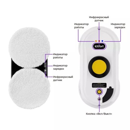 Robot Window Robi Kitfort KT-5188, 80 W, 5.5 min/m2, from the battery, white-6