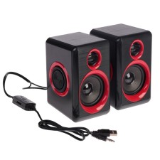 Computer speakers 2.0 Luazon ES-02, Jack 3.5, USB, 0.9 m, black and red